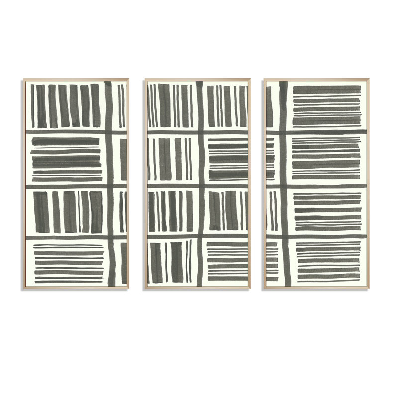 Minimaliste graphique I - ensemble d'art moderne encadré sur toile Mid-Century moderne de 3