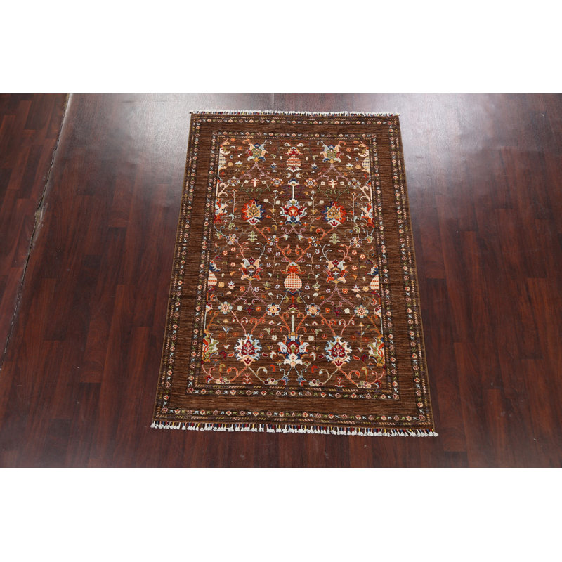 Tapis unique en laine noué à la main nouvel âge 4 pi 11 po x 7 pi Lyani