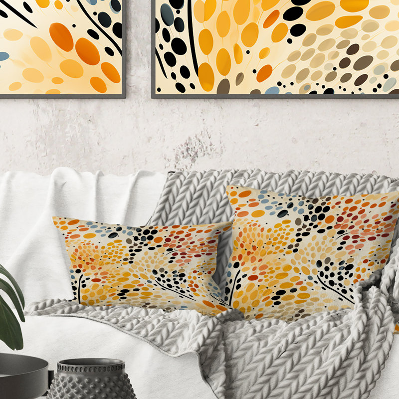 Coussin décoratif en polyester à motif aquarelle à pois, H 16 po x l 16 po