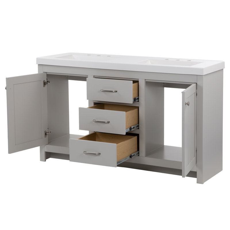 Ensemble de meuble-lavabo double 61 po Emond, Gris
