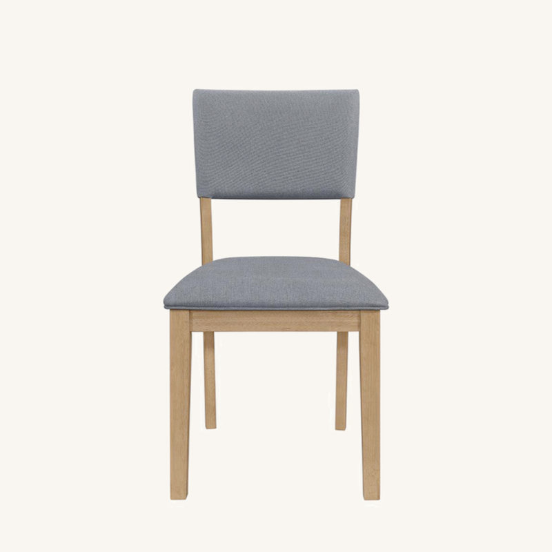Ensemble de 2 chaises de salle à manger rembourrées en tissu bleu, brun