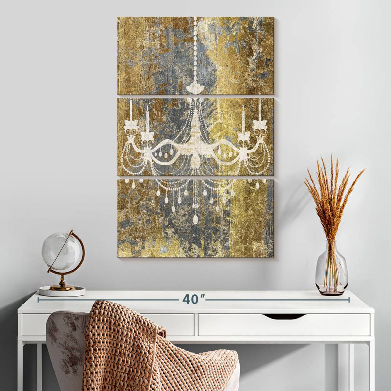 Lustre doré Kerner, H 32 po x l 20 po