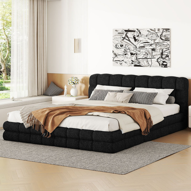 Lit plateforme tapissier, Noir