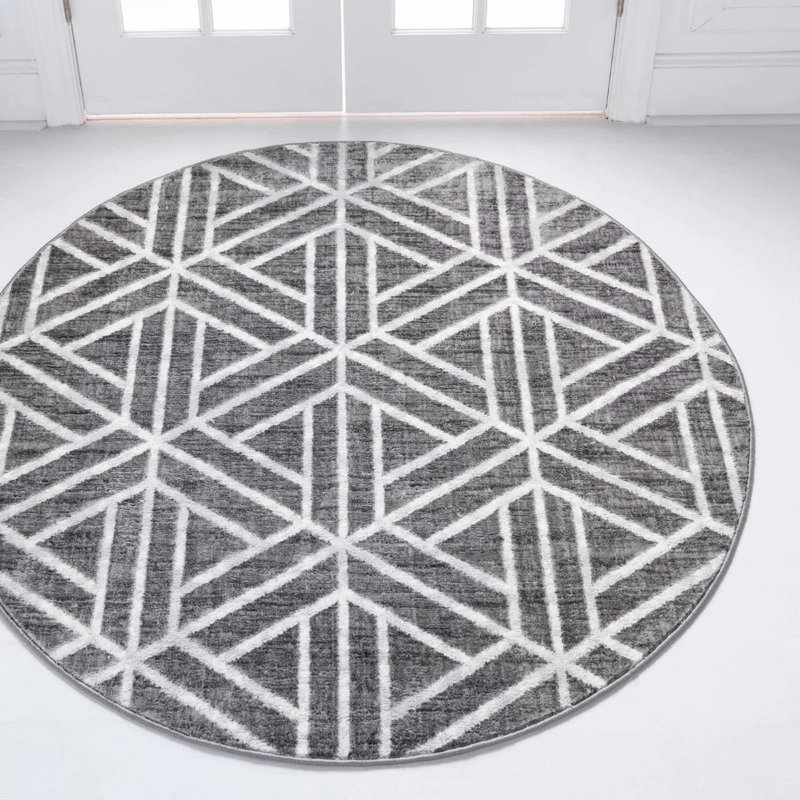 Clidy Abstract Indoor Rug, Round 5'