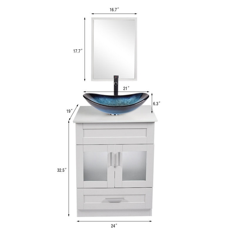 Ensemble de meuble-lavabo simple 24 po avec miroir Minela