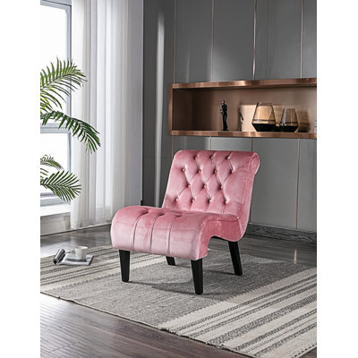 Chaise de salon en velours sans accoudoirs