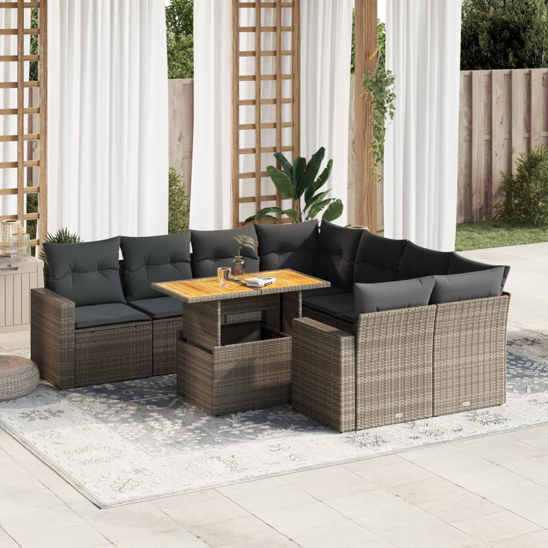  Ensemble de canapé de jardin gris, Gris, Gris
