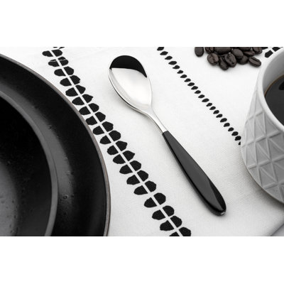Grunwerg Yin and Yang 24 Piece Cutlery Set for 6 People, 18/10 Stainless Steel, Black Handles