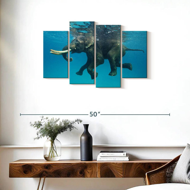 Brampt Swimming Asian Elephant, 22" H x 36" W
