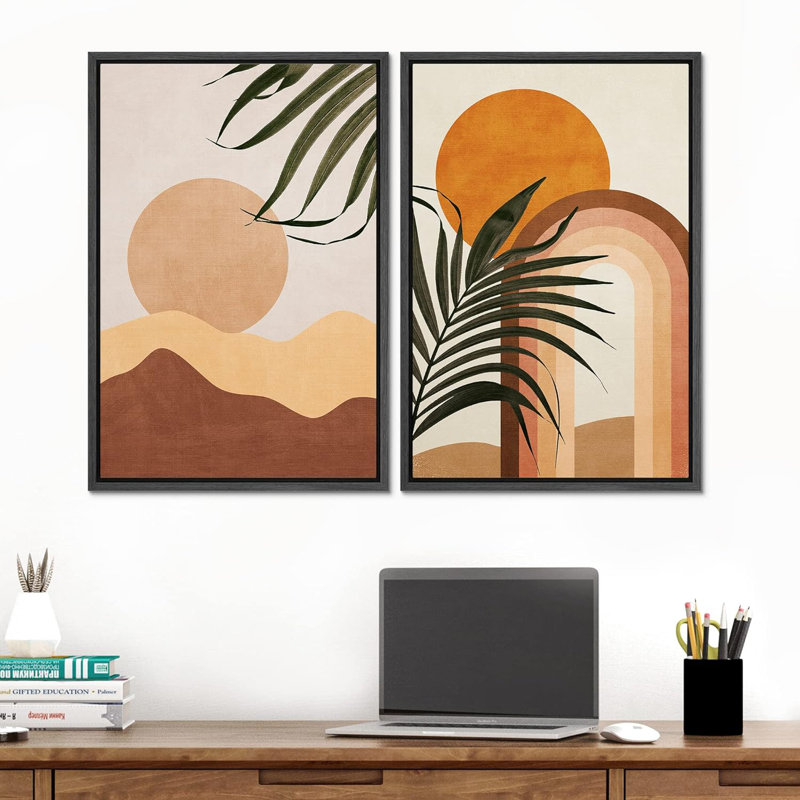 Mid-Century Palm Leaf, Noir, H 24 po x l 16 po