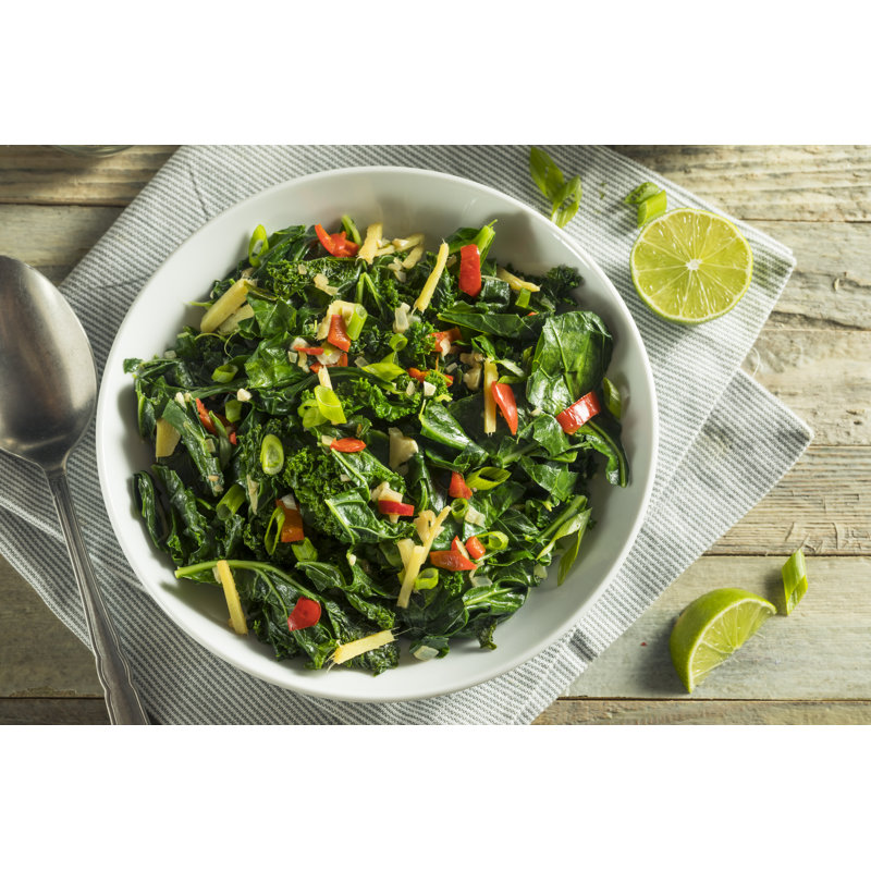 Green Collard - Wrapped Canvas Print, 30cm H x 46cm W x 3.8cm D