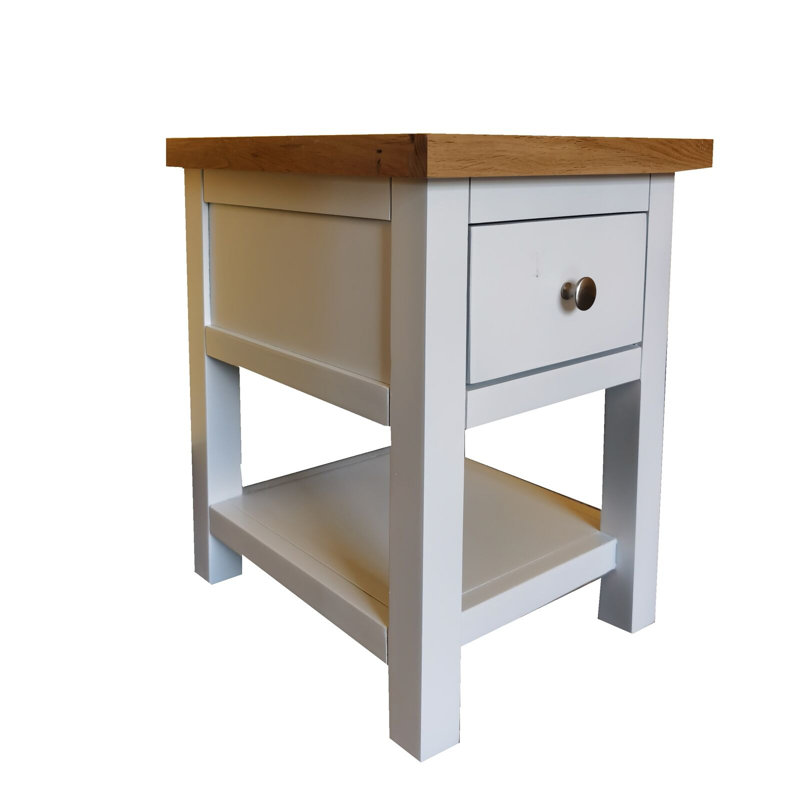 Zeb 36cm W Solid Wood Bedside Table, White