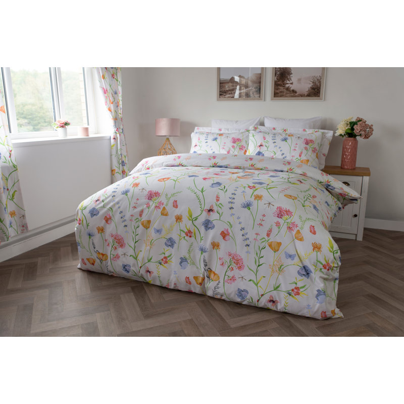 Belledorm Larissa Cotton Blend Floral Duvet Cover Set with Pillowcases, Double - 2 Standard Pillow Cases