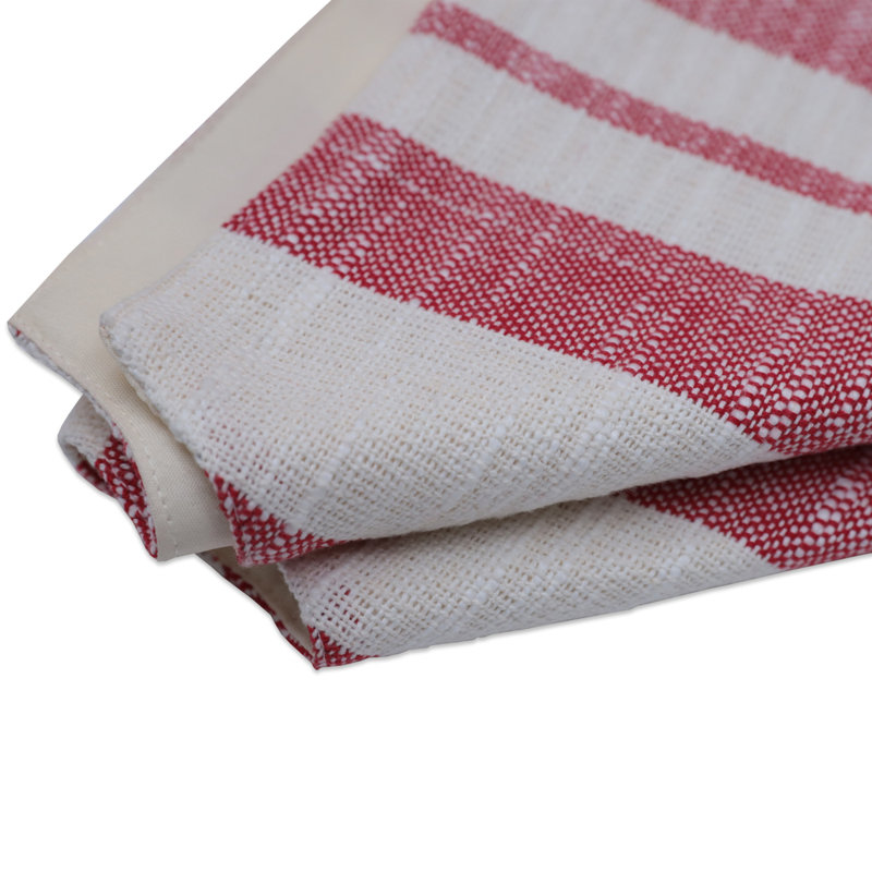 Red and White Striped Cotton Christmas Tree Skirt with Tassels