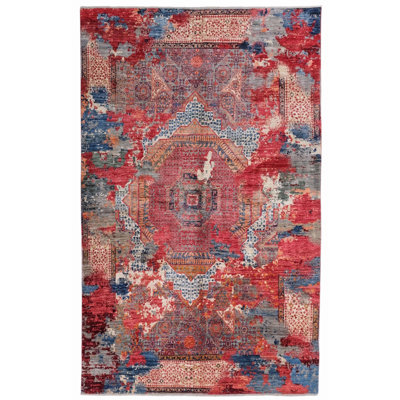 High-Quality Hand-Knotted Red And Green Area Rug