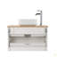 Meuble-lavabo mural 32 po à deux tiroirs + plateau en bois massif, lavabo carré en céramique, design minimaliste moderne, alliant fonctionnalité et style