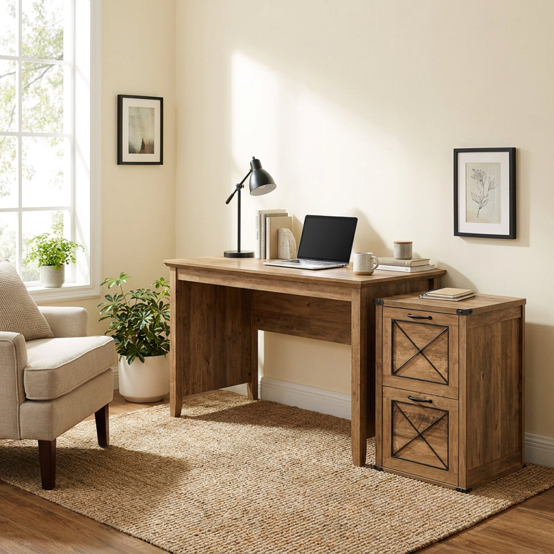 2-Drawer Filing Cabinet and Printer Stand, Brown