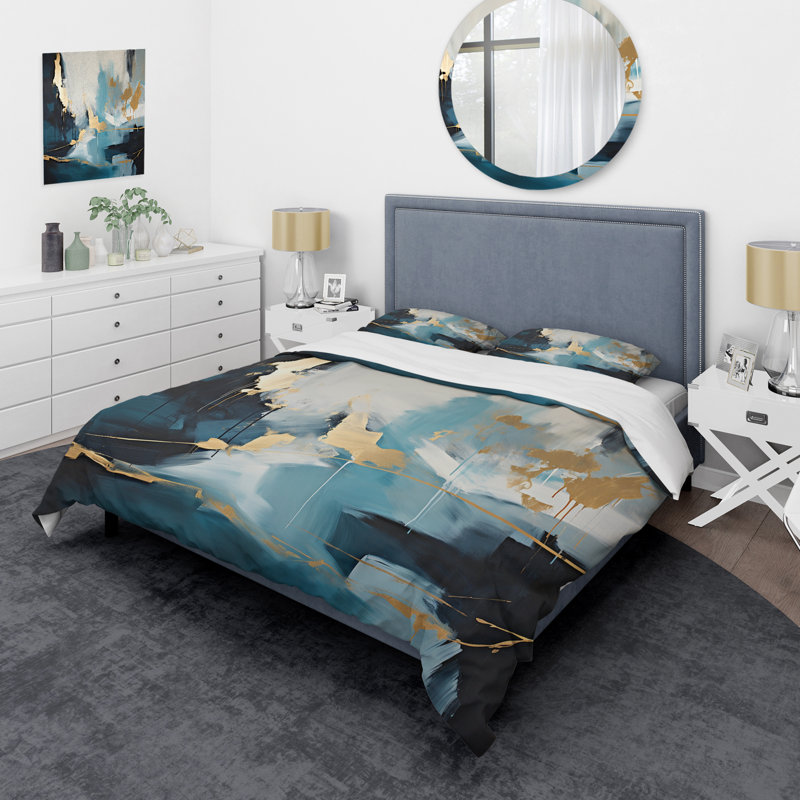 Ensemble de housse de couette abstrait et doré 3, Housse de couette pour grand lit