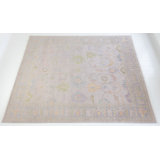 Rose Hand Knotted Wool Block Print Area Rug