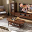 Table basse de 39 po de style Mid-Century moderne en chêne massif avec tiroir et tablette de rangement-1400450788-1400450790