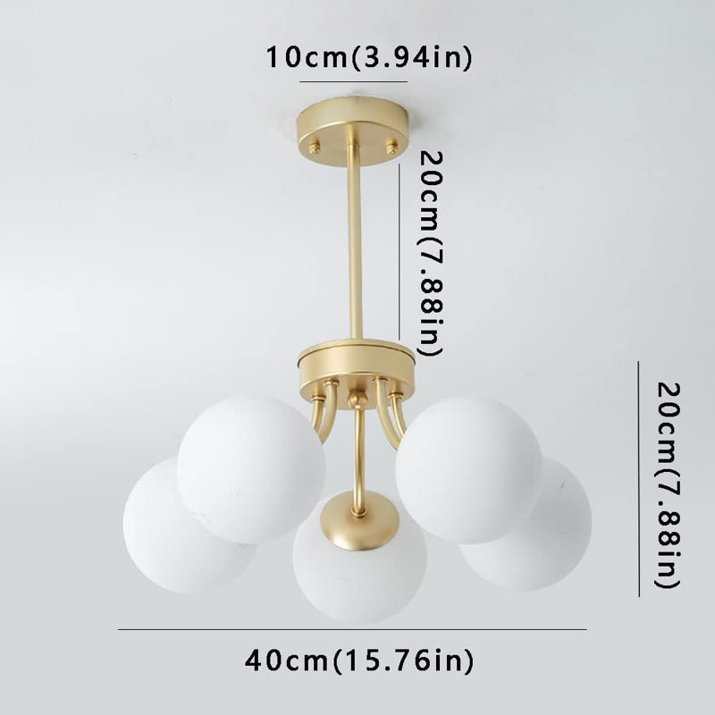 5 Heads Gold Finish Chandelier