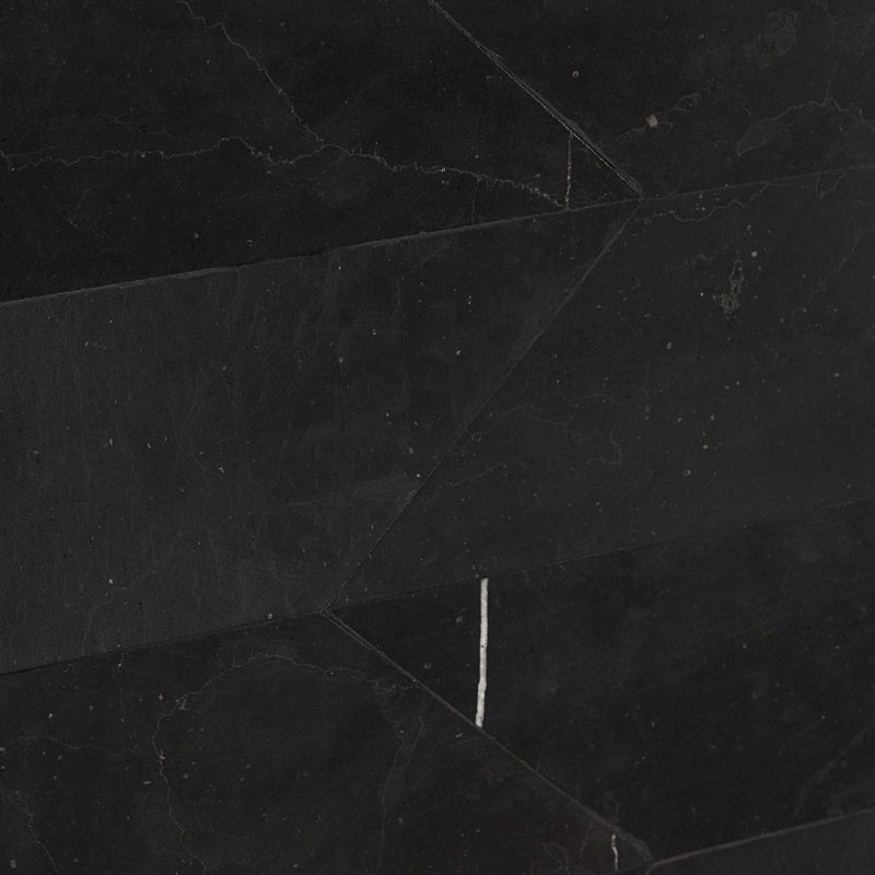 Blackout Nero Marquina 3" X 12" Honed Chevron Marble Subway Tile (3.75 Sq. Ft. / Case)