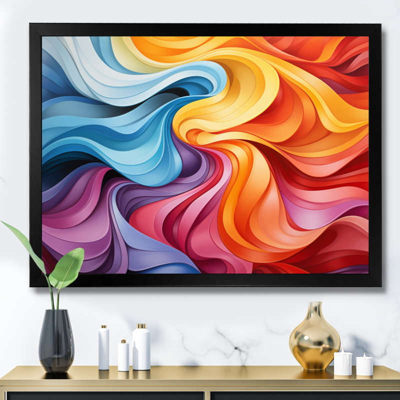 Opt Optical Delirium V sur impression sur toile, Cadre photo noir, H 34 po x l 44 po x P 1,5 po