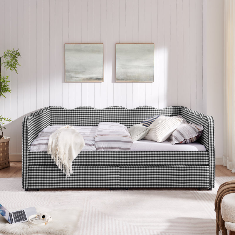 Lit de jour multifonctionnel en lin avec tiroirs de rangement, style moderne pour la maison