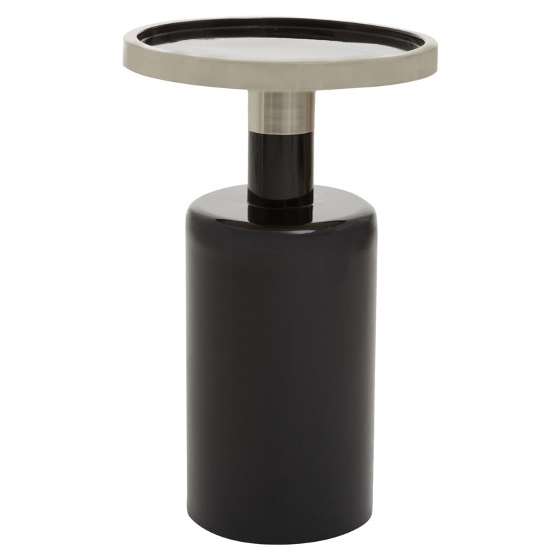 Albaro Pedestal End Table, Black/Gold, Black