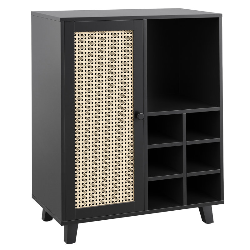 Armoire à vin de 34 po avec porte et 6, buffet pour la maison, 14,64 po de profondeur, poids idéal de 55,72 lb, largeur du salon 27,86