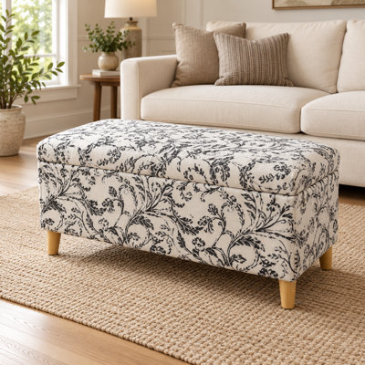 Banc de rangement rembourré en lin 35,5 po Paisley