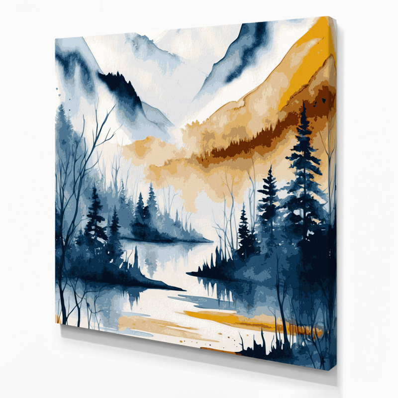 «Watercolor Landscape 36», art mural sur toile grise