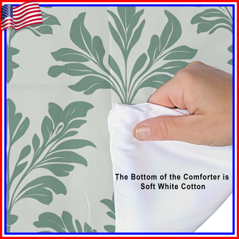 Green Leafy Damask Comforter, Twin