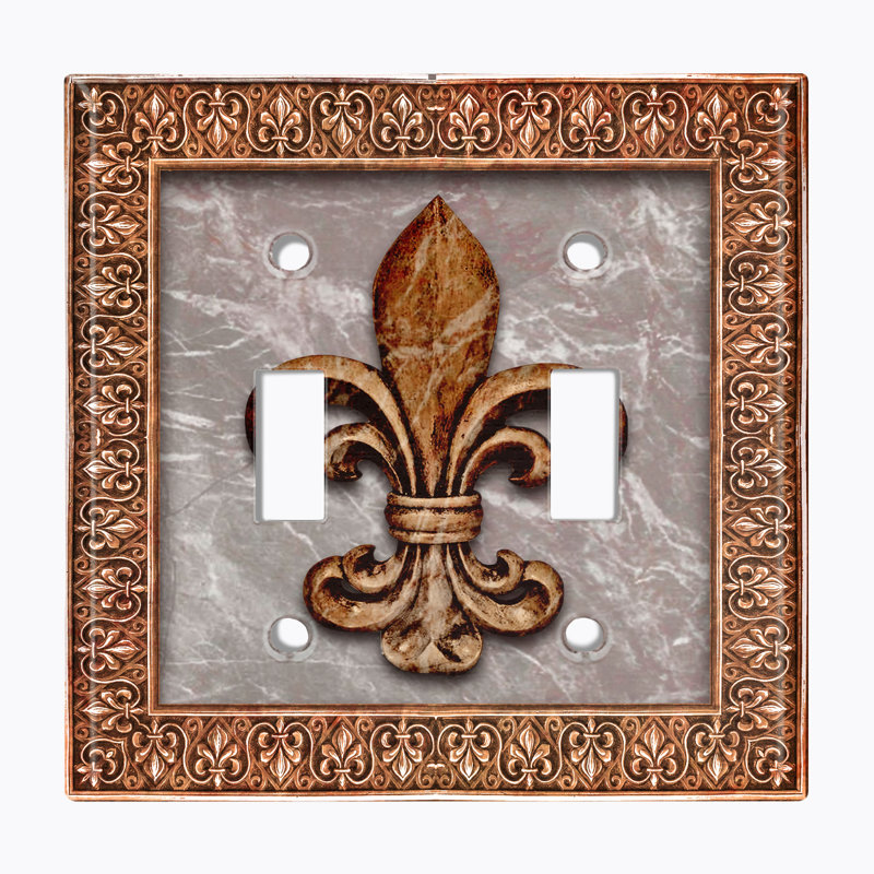 Patterned 2 - Gang Toggle Light Switch Standard Wall Plate, Light Brown