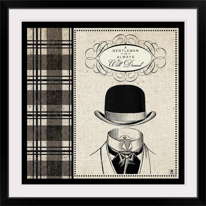 « i », reproduction d’impression Gentleman, H 20 po x l 20 po x P 1,5 po, Toile