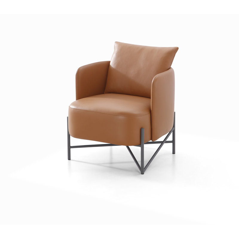 Fauteuil Laurent, Cuir véritable brun clair