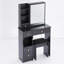 Petite coiffeuse avec tiroir de gauche et tabouret rembourré, très grand miroir coulissant, multi-couches, commode de rangement haute capacité, convient aux petits espaces, certificat EPA, GCC, UL-106678325