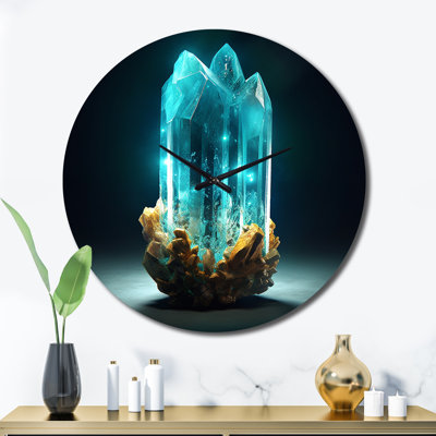 Turquoise Gold Vibrant Stones Metal Wall Clock