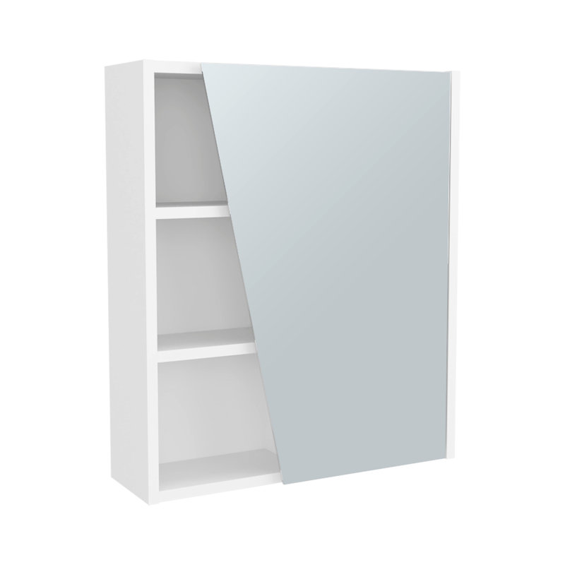 Armoire à pharmacie murale blanche avec porte à miroir et rangement fermé / ouvert, 23,49 pouces de hauteur, 6,62 de largeur, 19,25 de profondeur, armoire fonctionnelle, porte, cinq tablettes et plus, ouverte