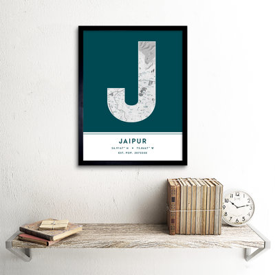 Jaipur City Map Jaipur Teal - Single Picture Frame Typography
