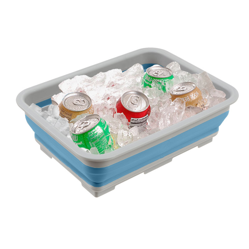 Wakeman Collapsible Bucket - Multipurpose Wash Bin for Camping, Beach Trips, Tailgating Parties, and Cleaning Supplies, Blue