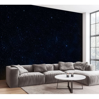 Wall Mural Peel and Stick Wallpaper Starry Night Sky Sparkling Stars Deep Blue Self-Adhesive Removable Contact Paper Wall Decor for Living Room Bedroom 100"H x 144"W