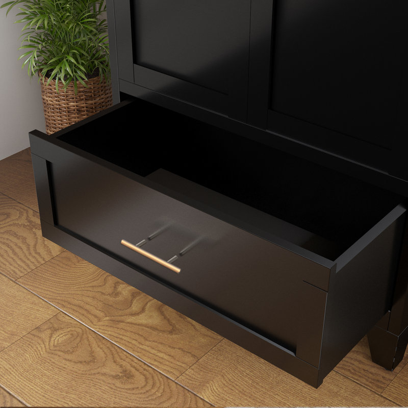 Armoire penderie 60,16 "en métal avec tiroir et tringle, Noir