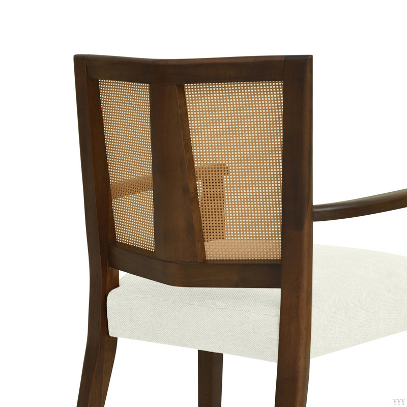 Ensemble de 2 chaises avec accoudoirs, Noyer, Beige