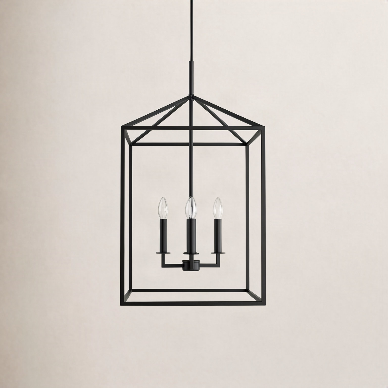 Ellis 4 - Light Dimmable Lantern Chandelier, No, 23.25" H x 15.5" W x 15.5" D, Midnight Black