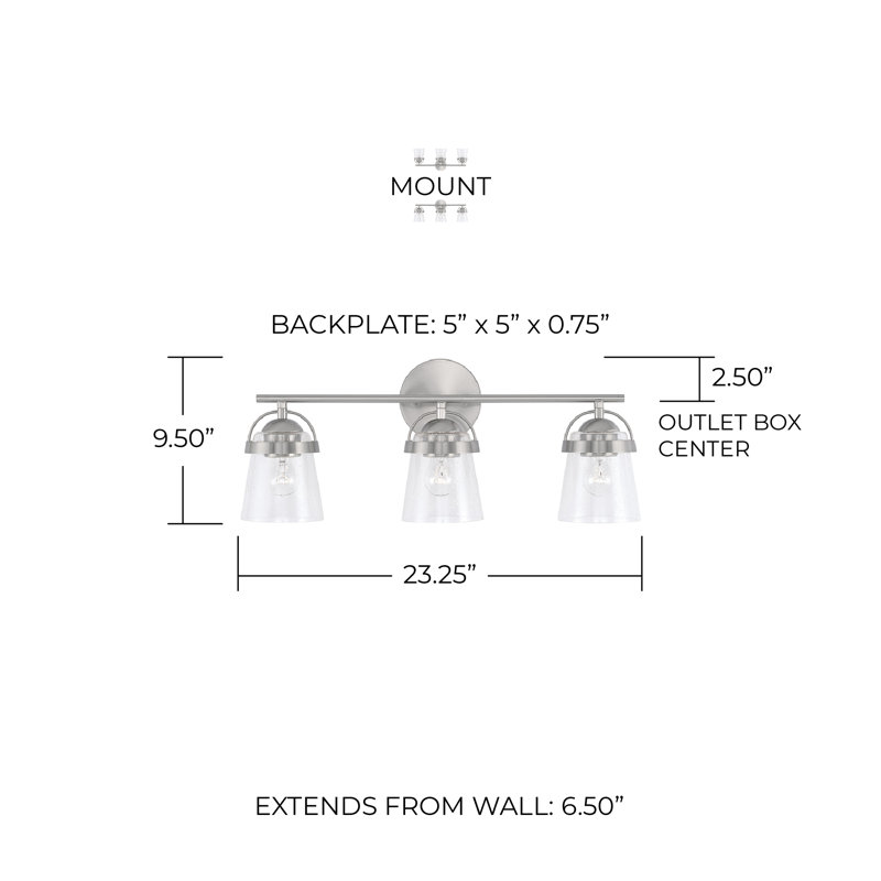 Madison 3 - Light Dimmable Vanity Light, Brushed Nickel