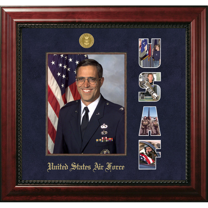 Cadre photo de direction air force portrait, Or / acajou
