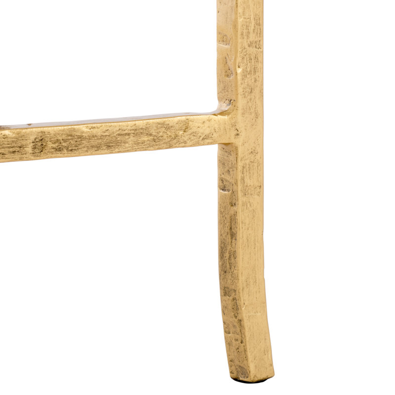 Markley Forged Metal Rectangle Console Table, Brass/white