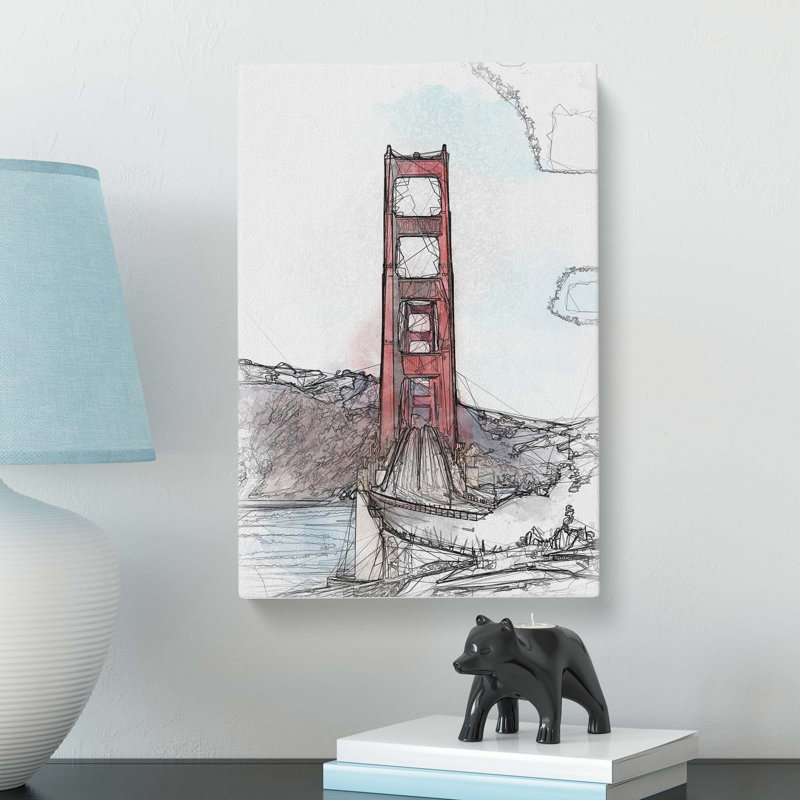 Golden Gate Bridge In Abstract - Wrapped Canvas, 50cm H x 35cm W x 3cm D