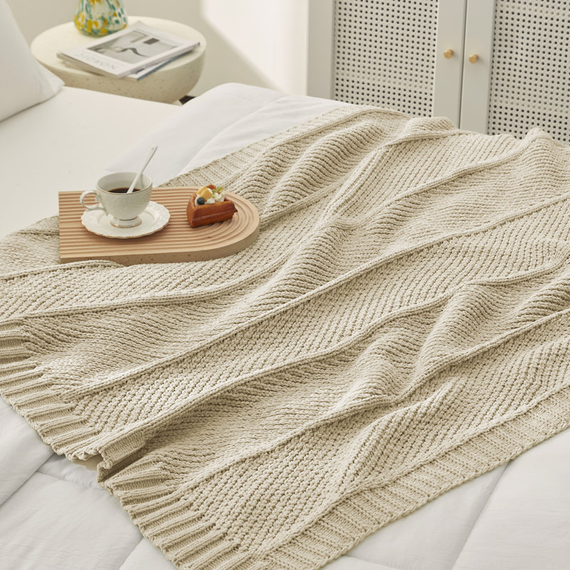 Jeté Chunky Knit, L 60 po x L 80 po, Beige